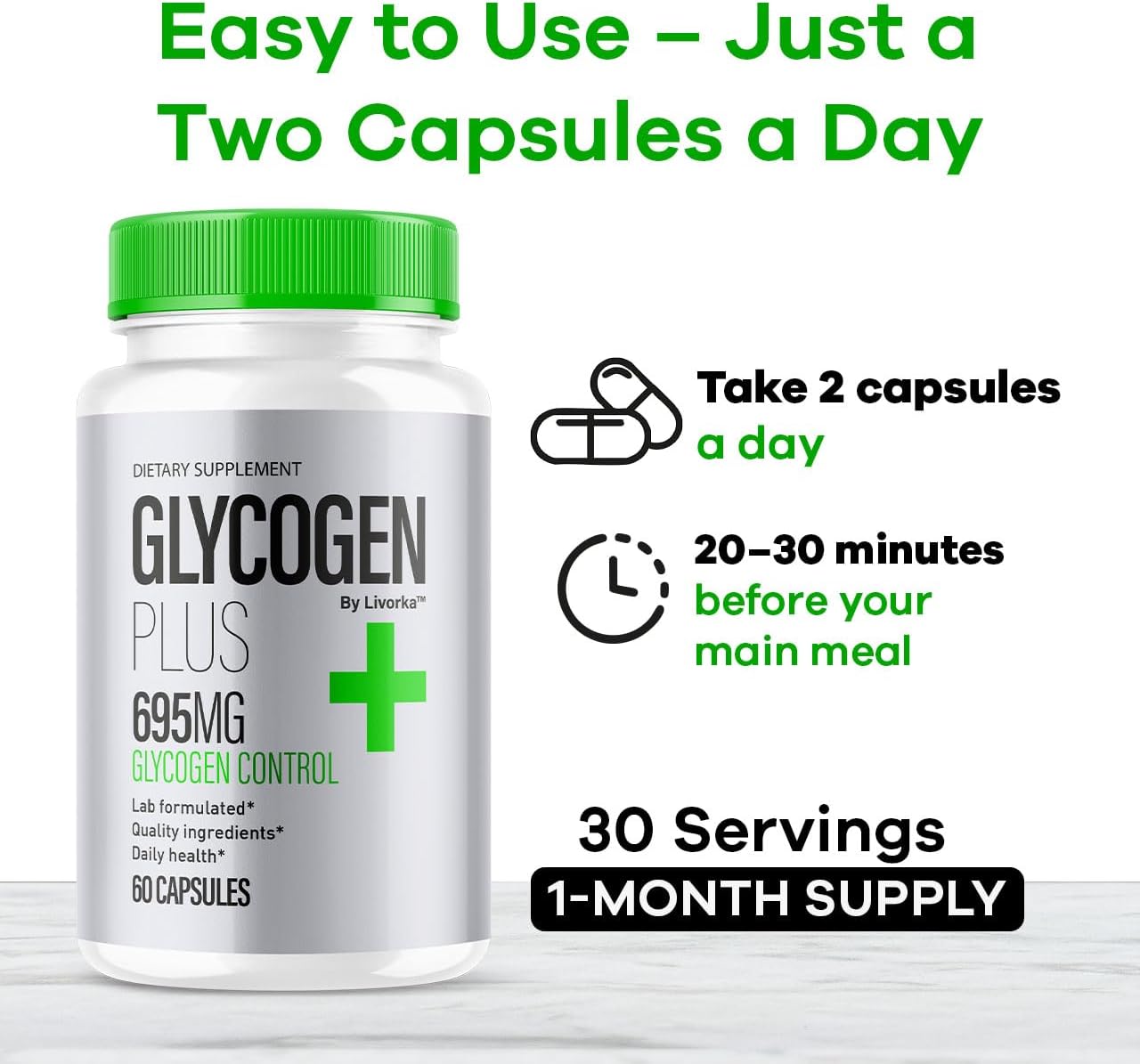 Glycogen Plus Capsules – Daily Dietary Supplement  120 Capsules (2 months supply) (Copy)