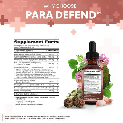 Clean Nutra Para Defend Herbal Liquid Drops – Wormwood, Black Walnut, Neem & Oregano Blend Supplement