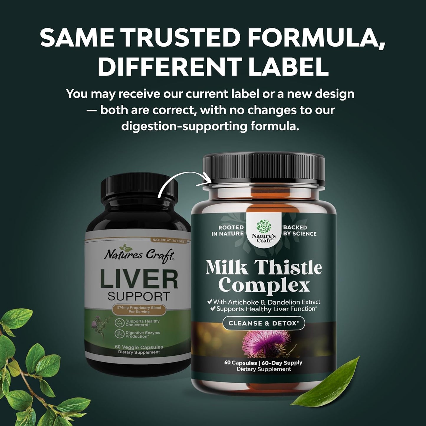 Milk Thistle Liver Support Capsules Dandelion Artichoke Extract 60 Count