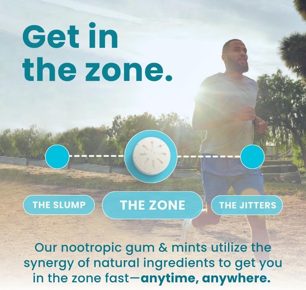 Neuro Energy & Focus Gum – Sugar-Free with 40mg Natural Caffeine, L-Theanine & B Vitamins, Vegan Peppermint, 90 Count