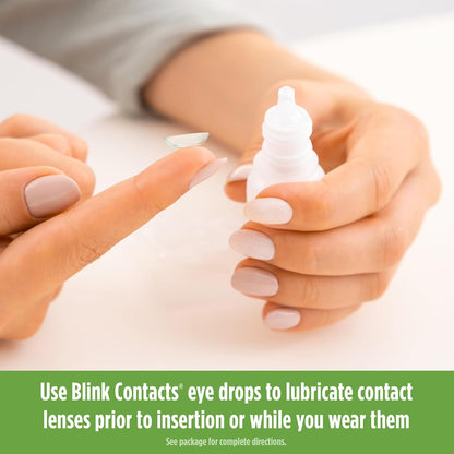 Blink Contacts Eye Drops with Hyaluronate – Lubricating Drops for Soft & RGP Lenses, 0.34 fl oz