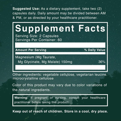Natural Rhythm Triple Calm Magnesium Complex – Chelated Magnesium Glycinate, Taurate & Malate, 120 Vegan Capsules