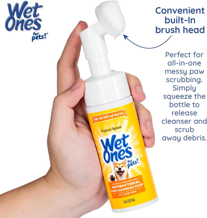 Wet Ones for Pets Dog Paw Cleaner Foaming Cleanser with Scrubber Brush 5 oz