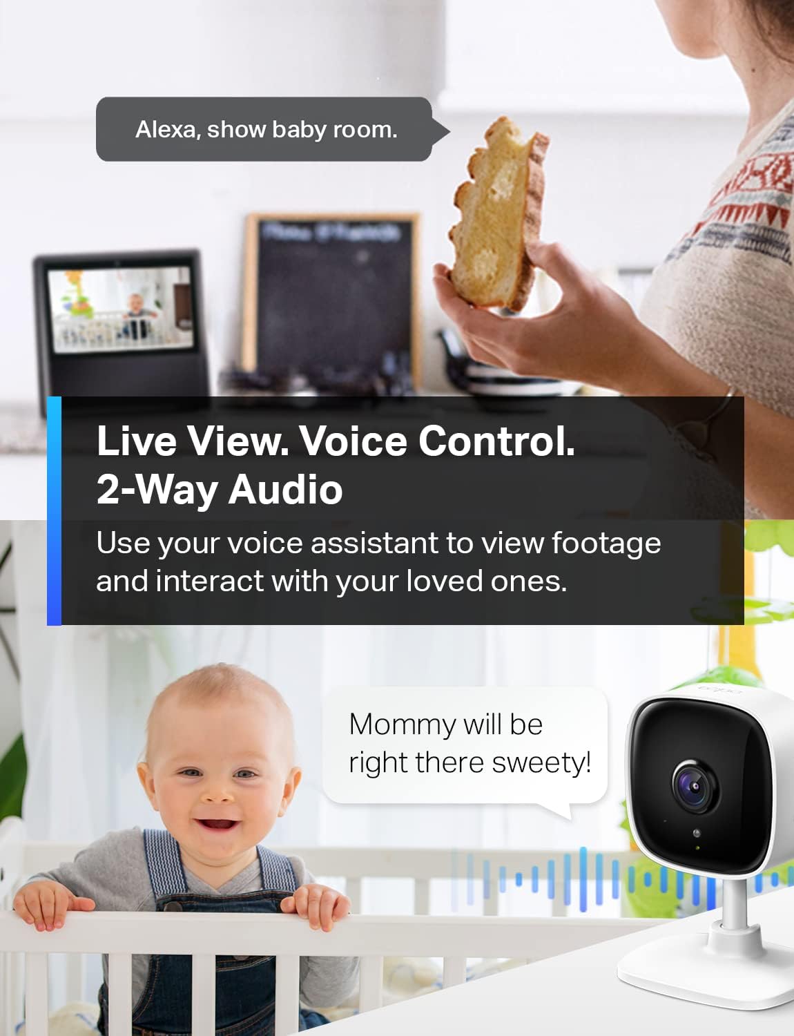 TP-Link Tapo Indoor Security Camera 1080p with Night Vision and Two-Way Audio C100