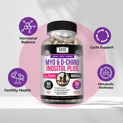 Kaya Naturals Myo & D-Chiro Inositol Plus Vitamin B8 Support 60 Capsules