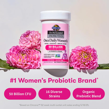 Garden of Life Dr. Formulated Probiotics for Women Once Daily 50 Billion CFU 16 Strains + Organic Prebiotics 30 Capsules