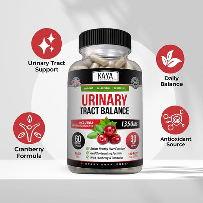 Kaya Naturals - D-Mannose - Urinary Tract UT Cleanse & Bladder Health - Made with Cranberry, Hibiscus & Dandelion Root - D Mannose Capsules Cranberry Supplement - 60 Veggie Capsules