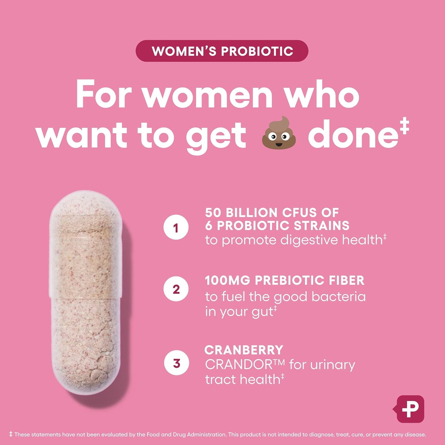 Physician's CHOICE Probiotics for Women 50 Billion CFU with Prebiotics Cranberry Extract Capsules 30 Count