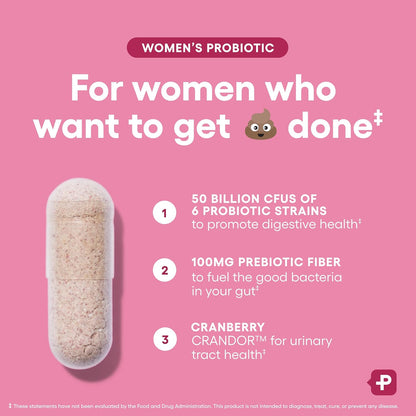 Physician's CHOICE Probiotics for Women 50 Billion CFU with Prebiotics Cranberry Extract Capsules 30 Count