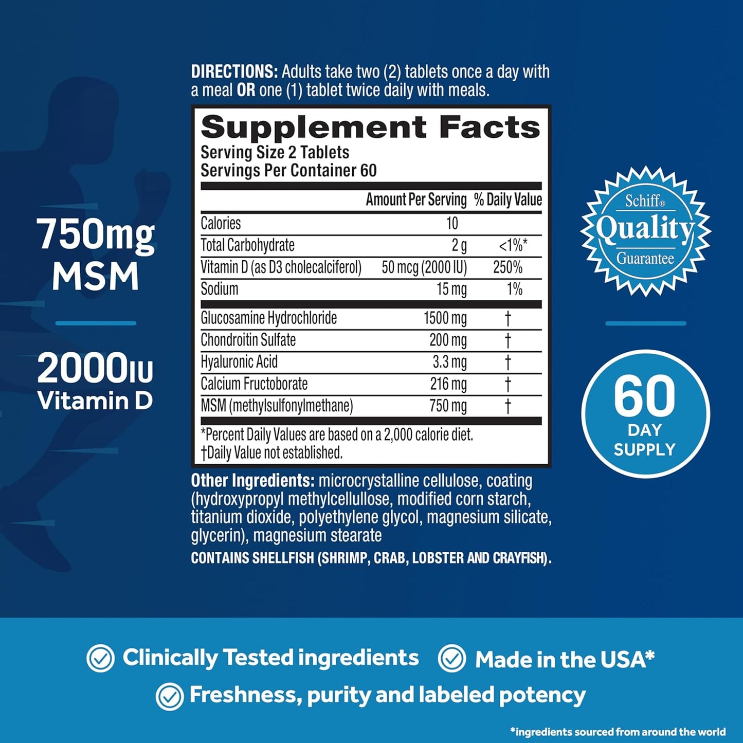 Move Free Advanced Glucosamine Chondroitin MSM + Vitamin D3 – Joint Support Supplement, 120 Tablets