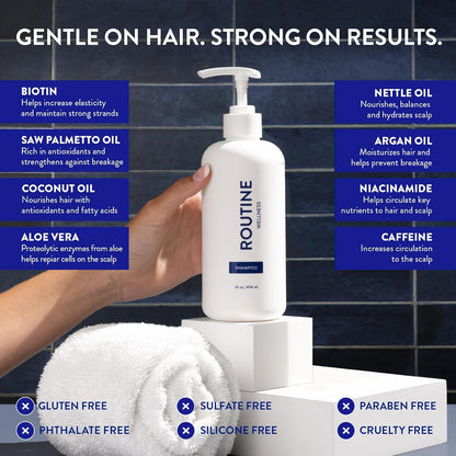 Routine Wellness Volumizing Shampoo with Biotin, Pea Peptides, Rose Hips & Saw Palmetto Oil