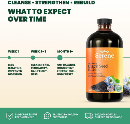 Serene Herbs Organic Black Seed Oil Bitters Liquid Supplement 16 fl oz