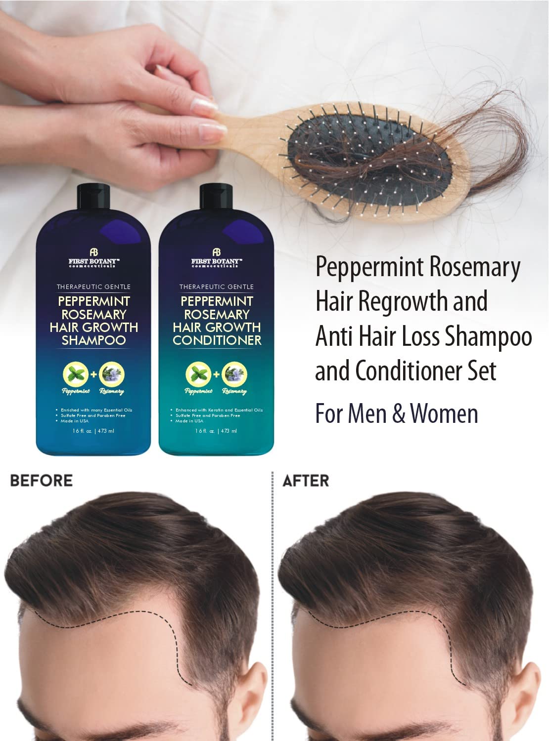 First Botany Peppermint Rosemary Shampoo and Conditioner Set 16 fl oz