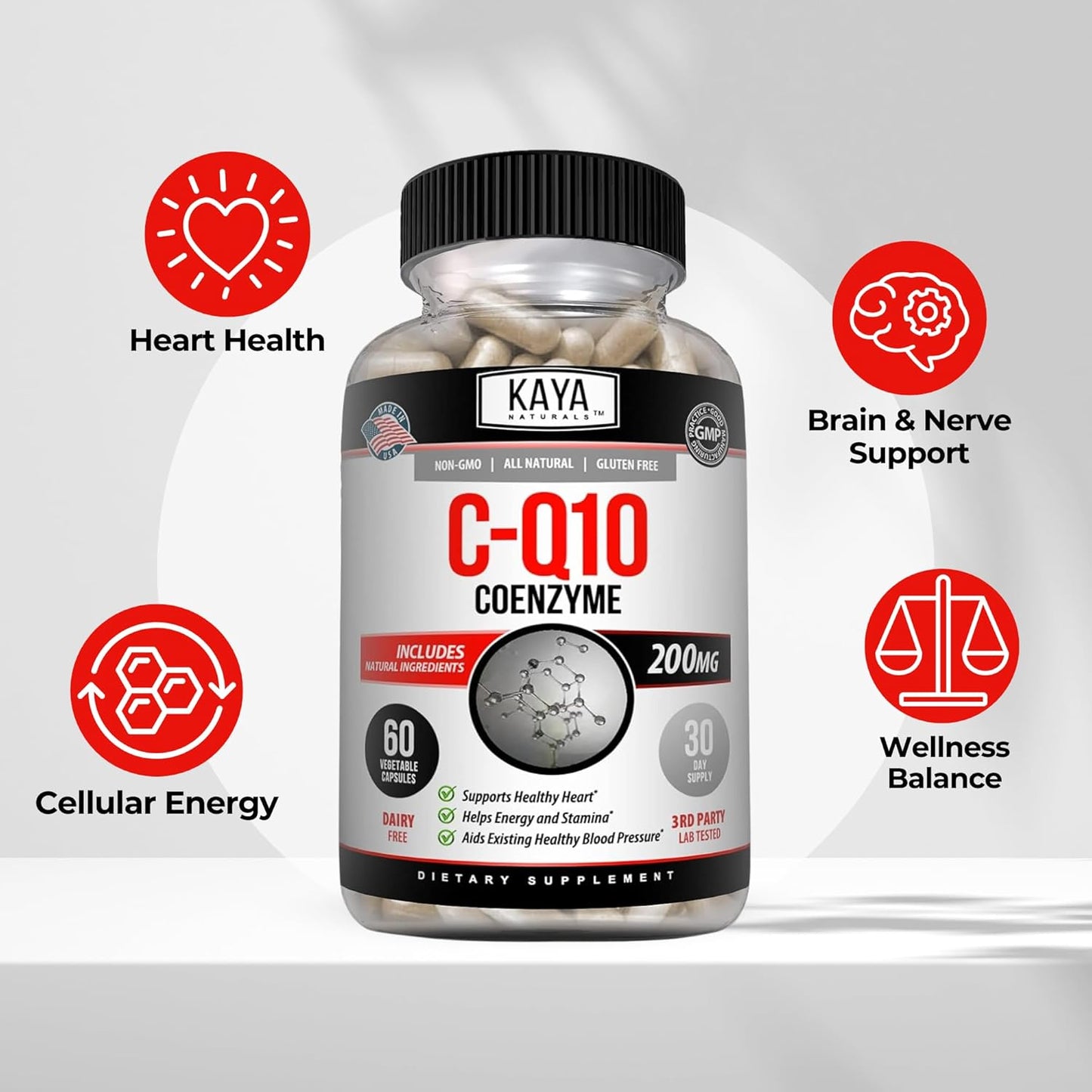 Kaya Naturals CoQ10 Power Antioxidant Heart & Vascular Support 60 Veggie Capsules