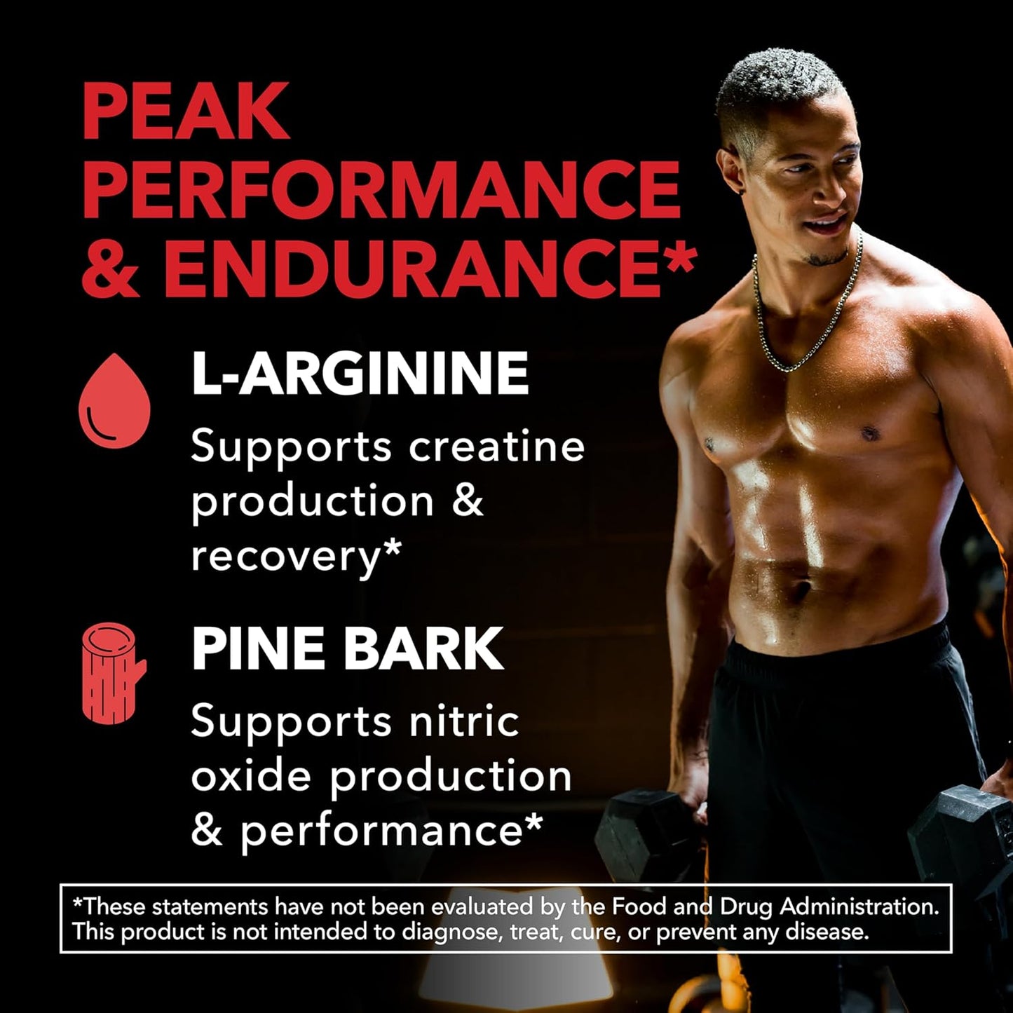 L-Arginine 1800 mg with Pine Bark Extract Supplement 90 Vegan Capsules