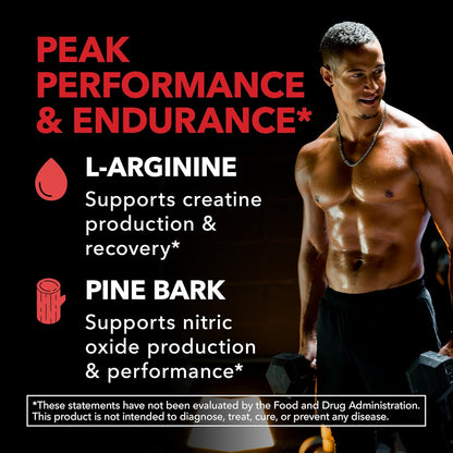 L-Arginine 1800 mg with Pine Bark Extract Supplement 90 Vegan Capsules