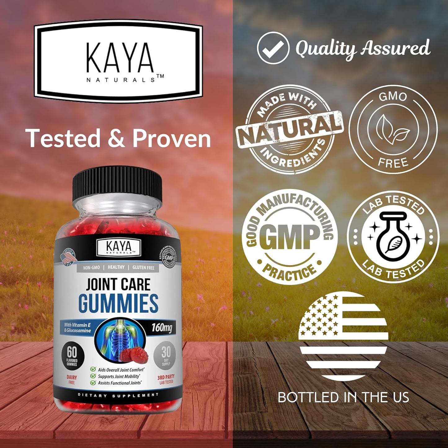 Kaya Naturals Mobility Care Gummies Glucosamine Flexibility Support 60 Count