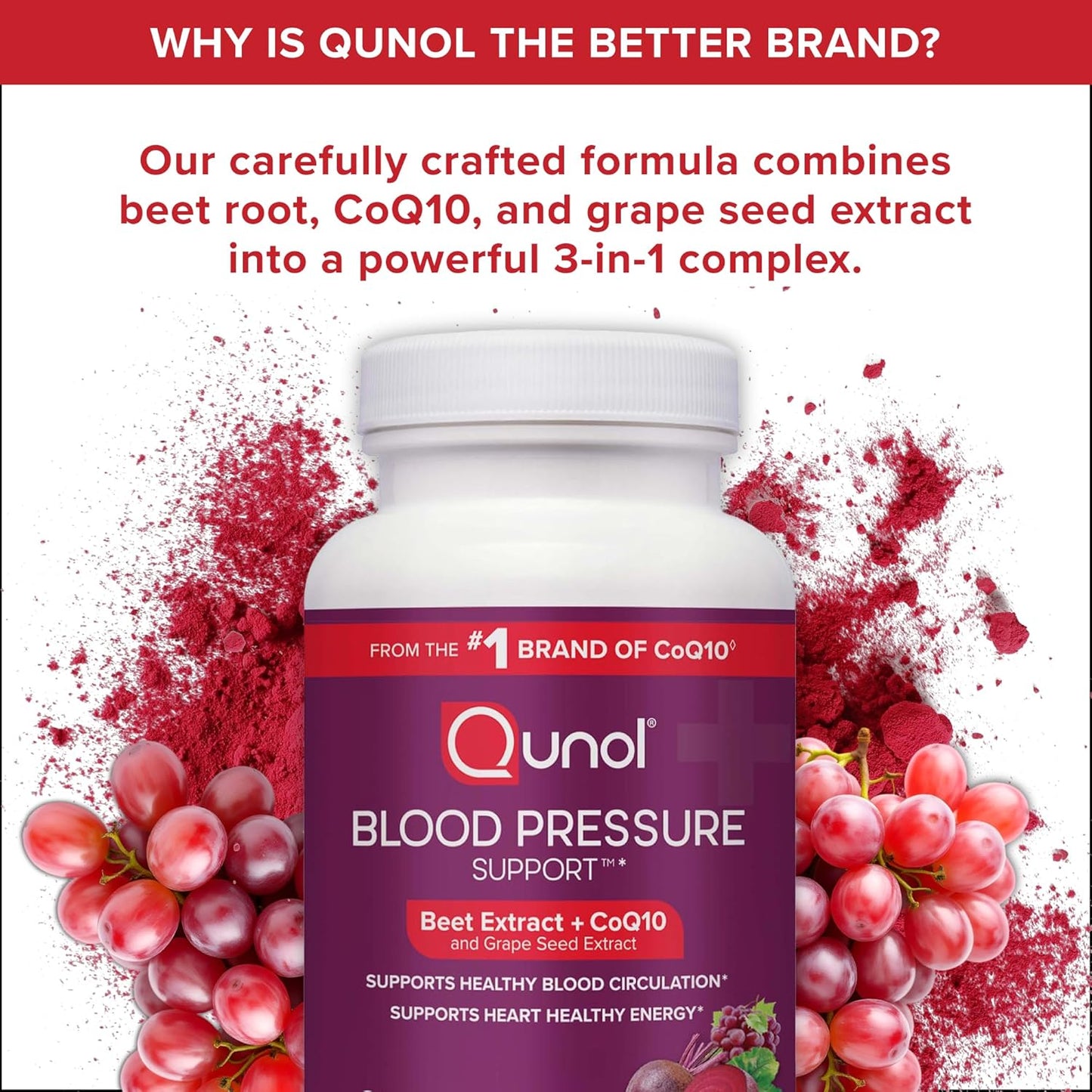 Qunol Beet Root, CoQ10 & Grape Seed Extract Capsules – 60 Count (Pack of 2)