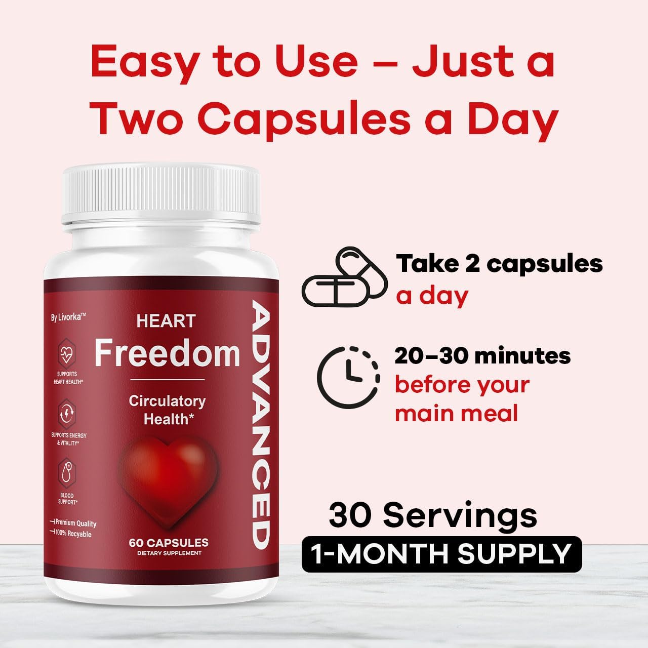 LIVORKA Heart Freedom Supplement Capsules 60 Capsules