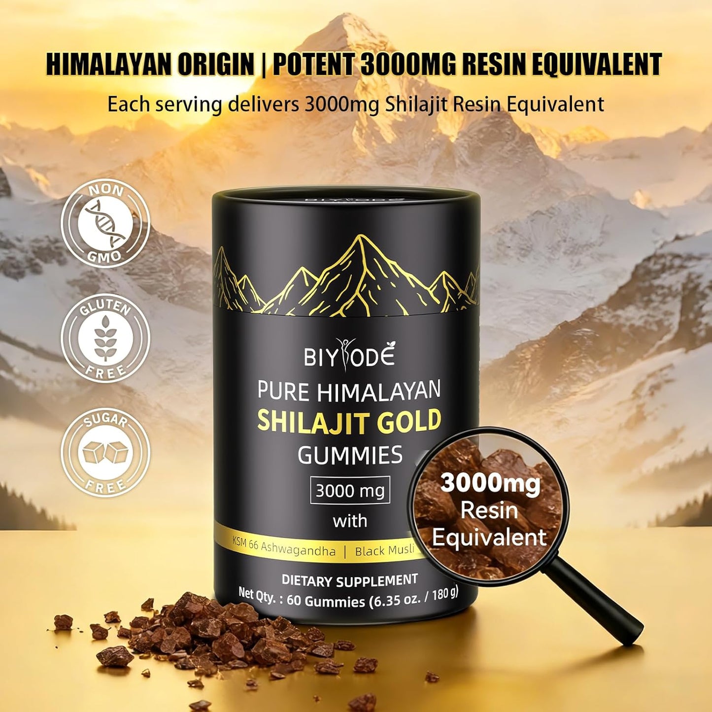 Shilajit Gummies with Ashwagandha Gokshura Fulvic Acid No Added Sugar