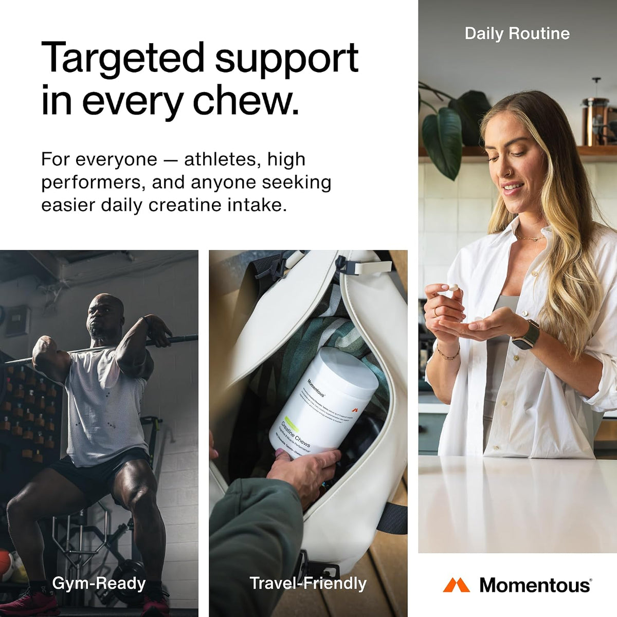 Momentous Creatine Monohydrate Chews Strawberry 150 Servings
