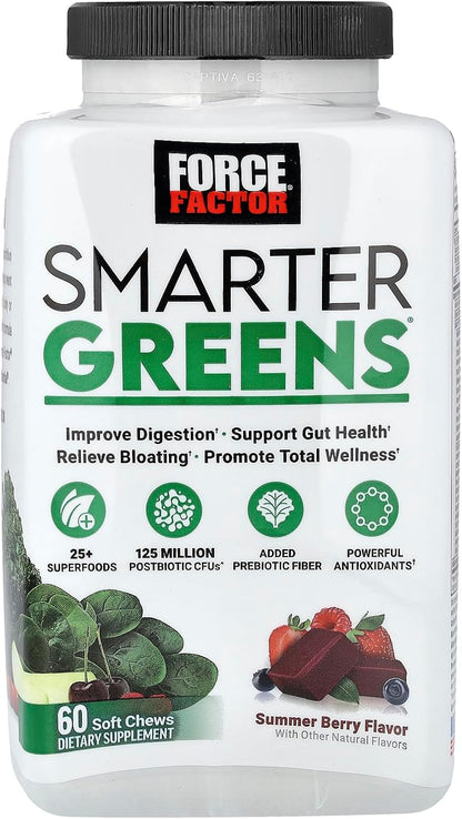 Force Factor Smarter Greens Superfood Chews Probiotics Antioxidants Fiber 60 Count