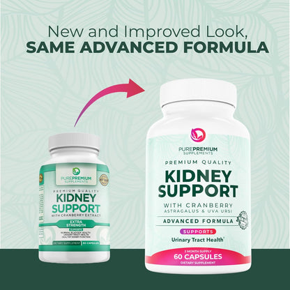 PurePremium Kidney Support Supplement Cranberry Astragalus 21-in-1 60 Day Supply
