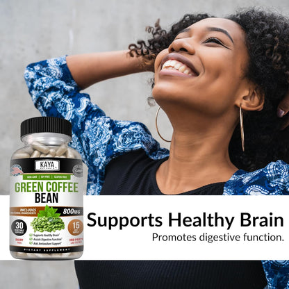 Kaya Naturals Green Coffee Bean Extract Non-GMO Gluten-Free 30 Count
