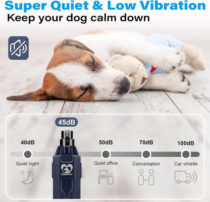 Casfuy 6-Speed Dog Nail Grinder – Rechargeable Electric Pet Nail Trimmer for Small, Medium & Large Dogs