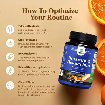 Diosmin Hesperidin 1000 mg Complex Bitter Orange Vein & Circulation Support 60 Count