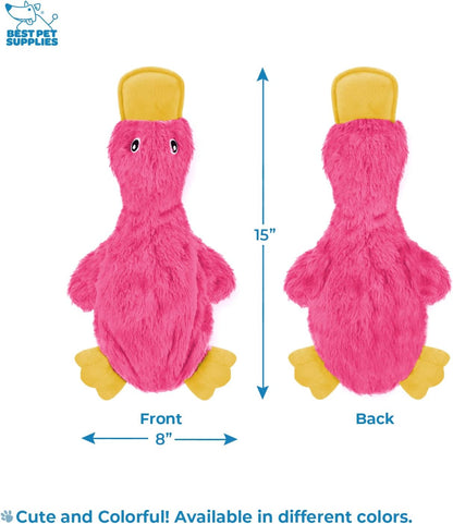 Best Pet Supplies Squeaky Dog Toy Crinkle Duck Light Pink Large