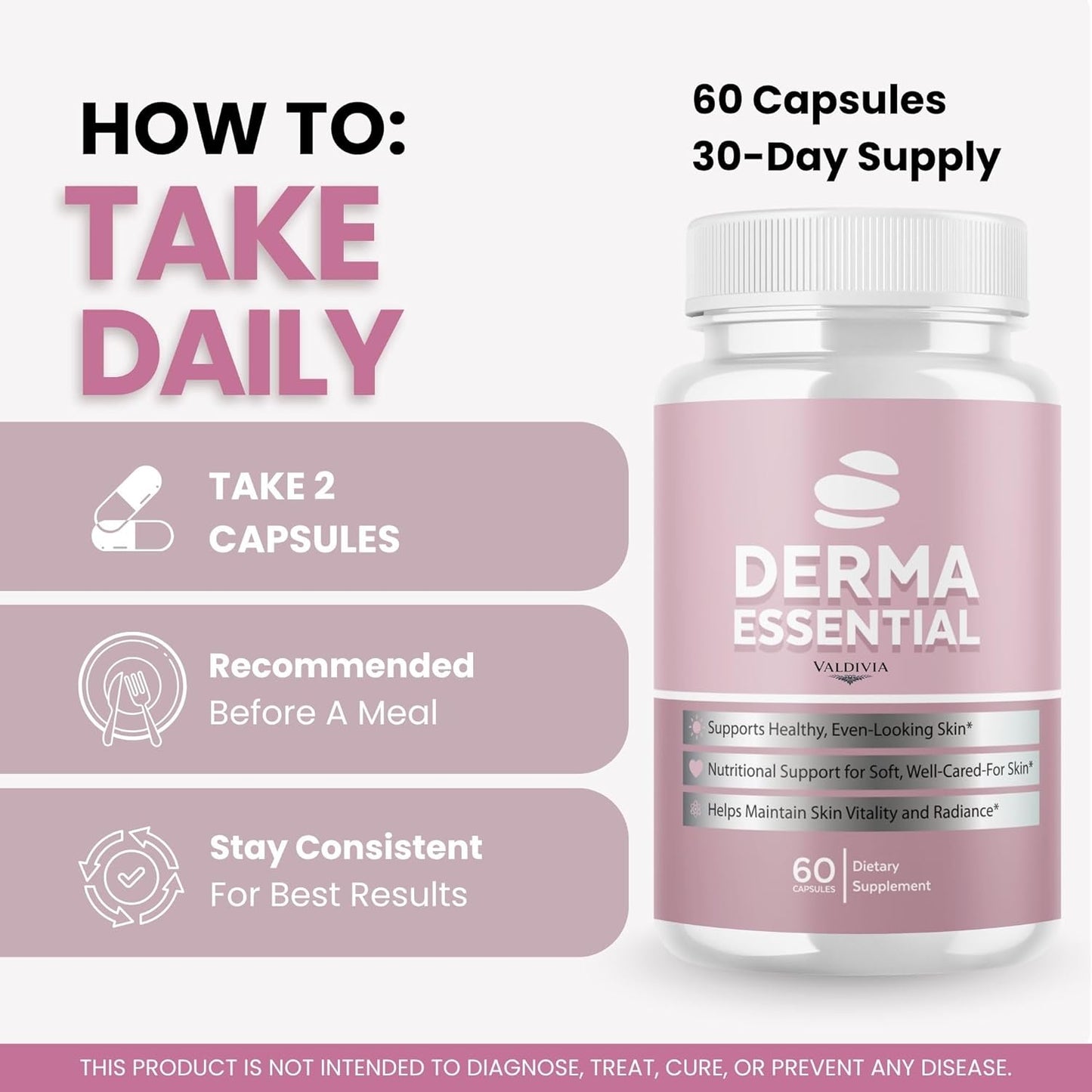 Derma Essentials Health & Wellness Supplement Capsules 2 Pack 120 Count