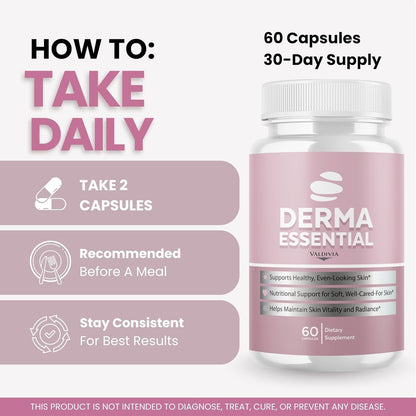 Derma Essentials Health & Wellness Supplement Capsules 2 Pack 120 Count