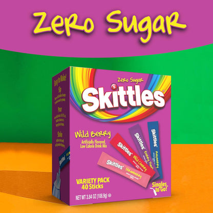 Skittles Singles To Go Wild Berry Variety Pack Zero Sugar Drink Mix 40 Servings