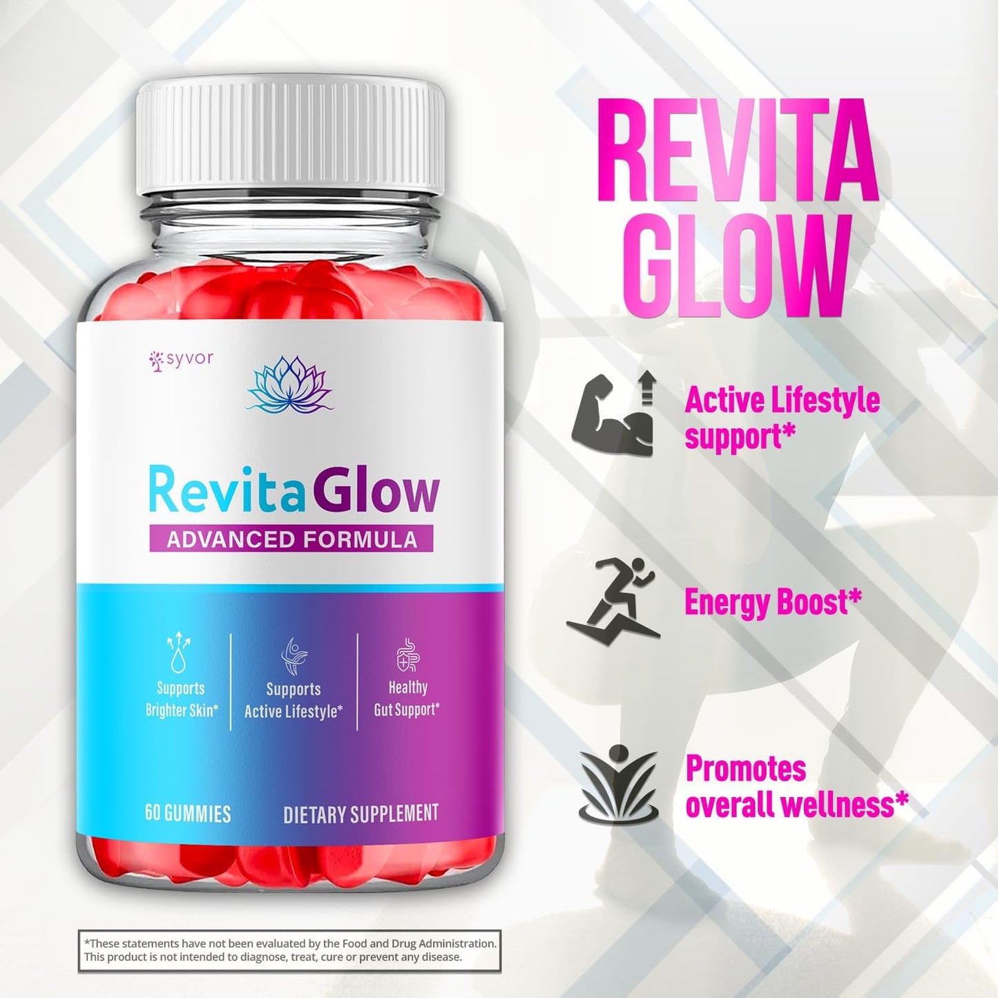 RevitaGlow Gummies with Apple Cider Vinegar & Beauty Vitamins 120 Gummies (2 Pack)