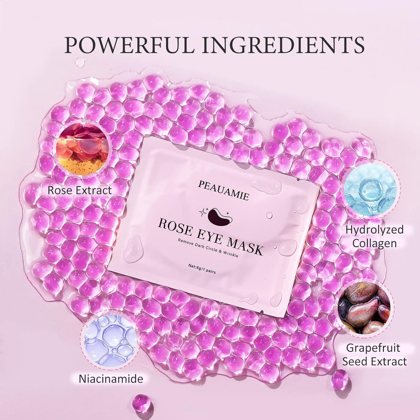 PEAUAMIE Rose Under Eye Patches 30 Pairs