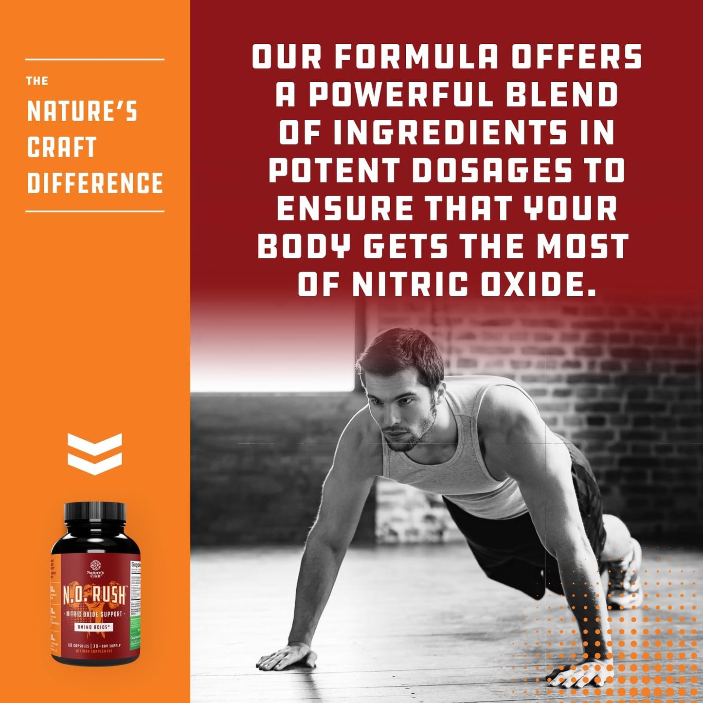 Natures Craft Nitric Oxide Capsules L-Arginine L-Citrulline 60 Count