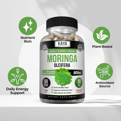 Kaya Naturals Moringa Leaf Extract Veggie Capsules Greens Superfood 60 Count