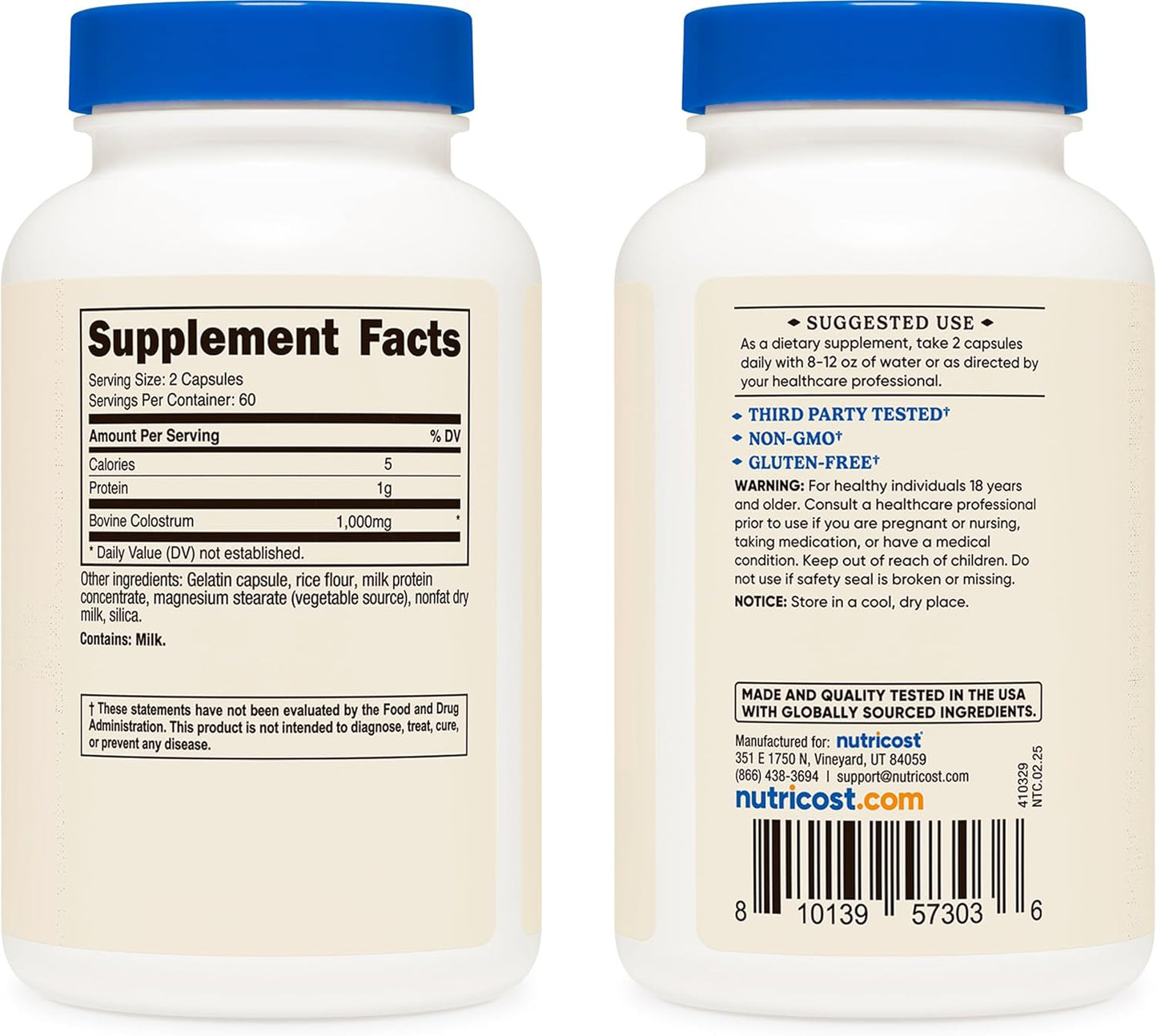 Nutricost Colostrum 1000 mg Capsules 120 Count 60 Servings