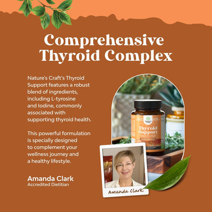 Herbal Thyroid Support Complex Kelp Iodine L Tyrosine Ashwagandha 60 Count
