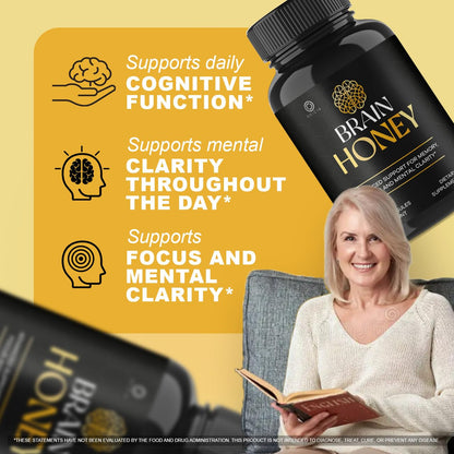 Brain Honey Capsules – Dietary Supplement for Daily Wellness, 180 Count (3pack)