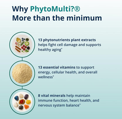 Metagenics PhytoMulti Multivitamin Tablets Without Iron with Vitamins, Minerals and Phytonutrients 120 Count