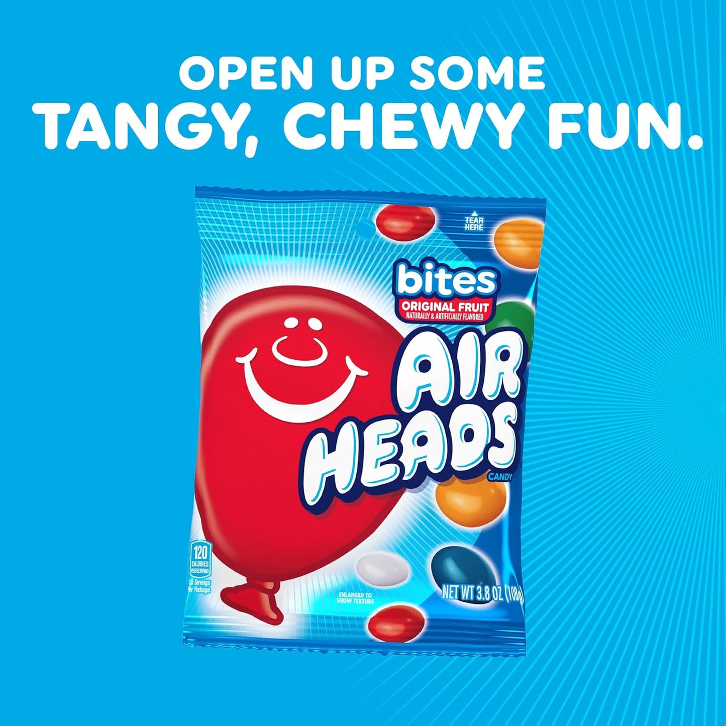 Airheads Candy Bites Assorted Fruit Flavored Chewy Candy 2 oz 18 Pack