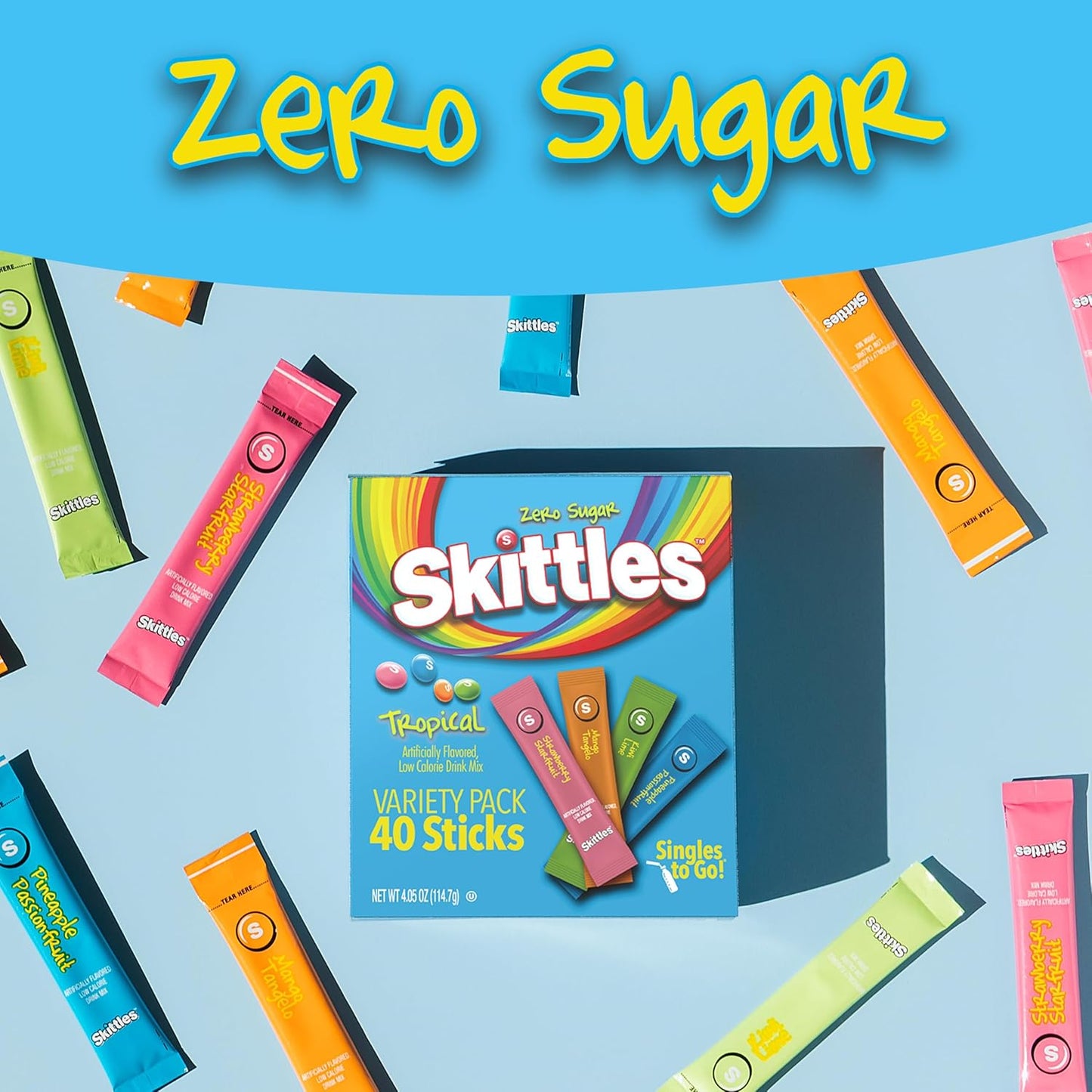 Skittles Singles To Go Tropical Variety Pack Zero Sugar Drink Mix 40 Servings