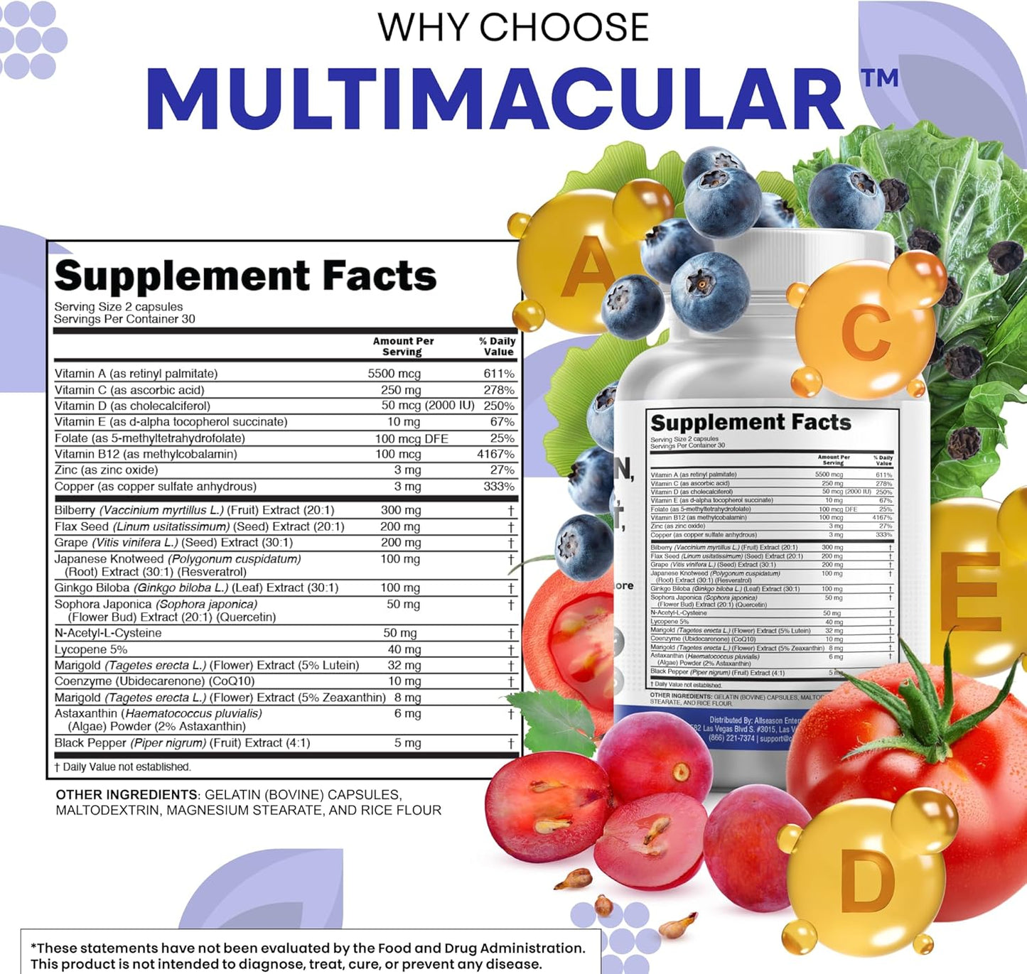 Clean Nutra Eye Vitamins Bilberry Lutein Zeaxanthin Antioxidant Blend