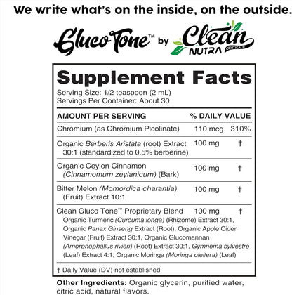 Clean Nutra Berberine Ceylon Cinnamon Liquid Drops with Bitter Melon Chromium Turmeric Ginseng