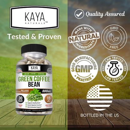 Kaya Naturals Green Coffee Bean Extract Non-GMO Gluten-Free 30 Count
