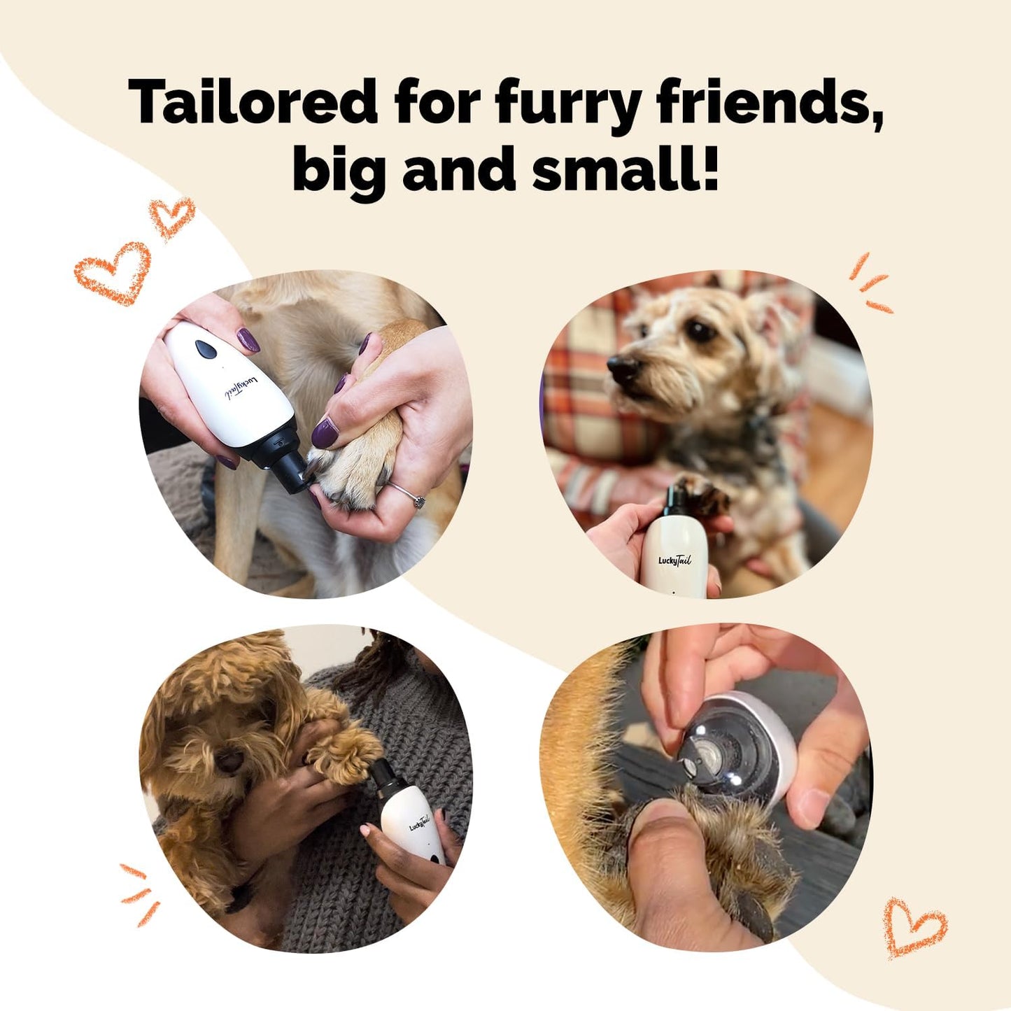 LuckyTail Pet Nail Grinder – USB Rechargeable Dog & Cat Nail Trimmer with LED Lights, 2 Speeds