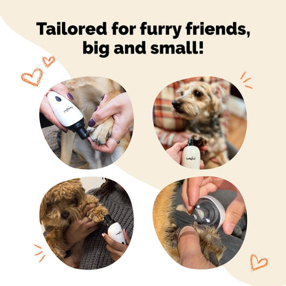 LuckyTail Pet Nail Grinder – USB Rechargeable Dog & Cat Nail Trimmer with LED Lights, 2 Speeds