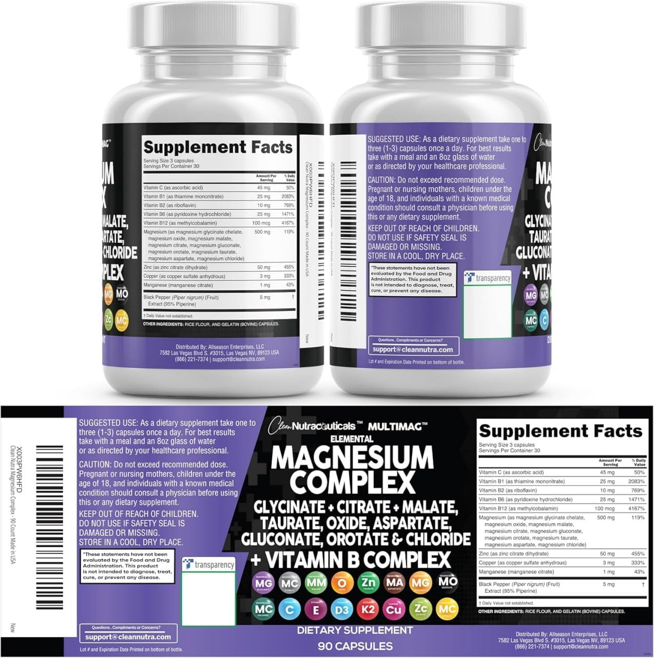 Clean Nutraceuticals Magnesium Complex Multi-Form with Vitamins & Minerals